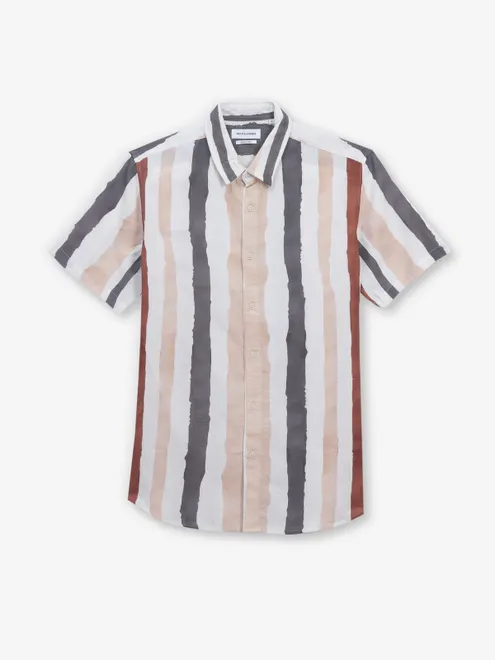 JACK & JONES off-white stripe cotton shirt