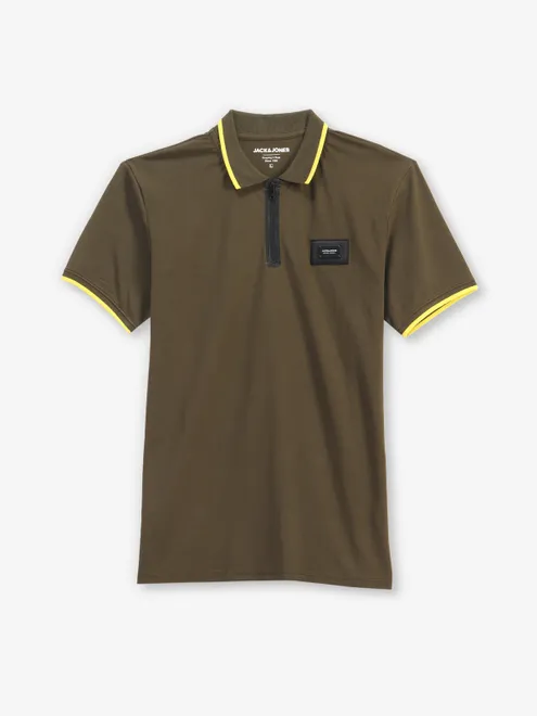 JACK & JONES plian olive cotton t-shirt