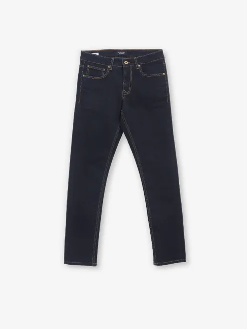 JACK & JONES solid black denim jeans for men