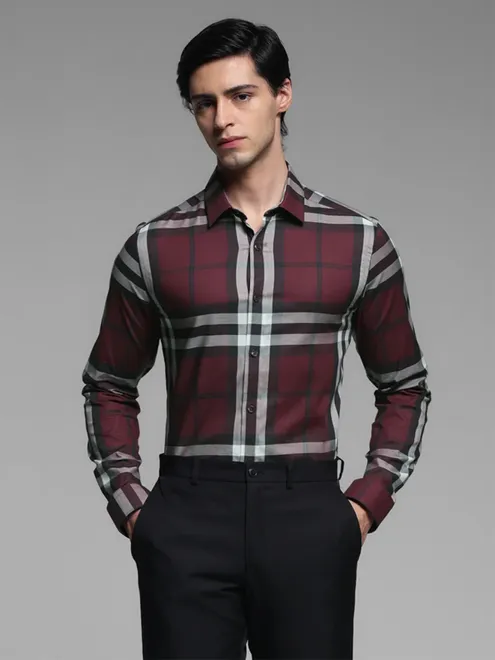 JACK & JONES wine checks cotton shirt