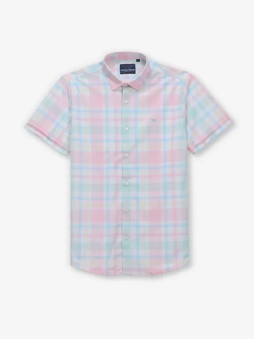 KILLER checks pink cotton half sleeve shirt