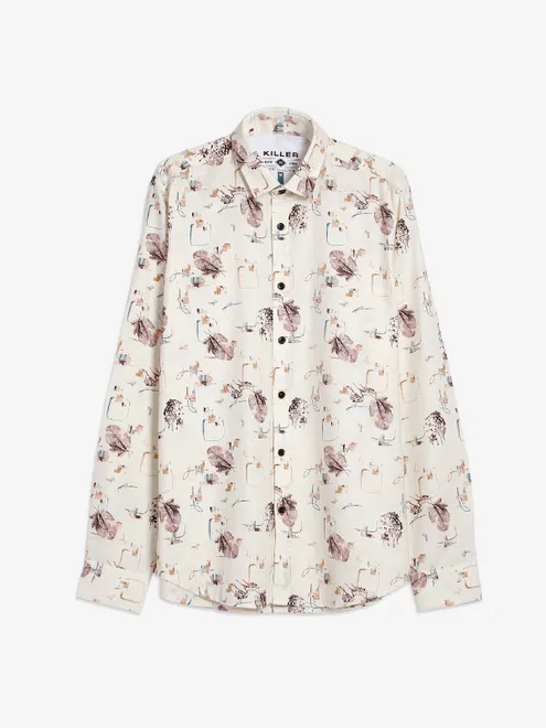 Killer cream printed full sleeve shirt