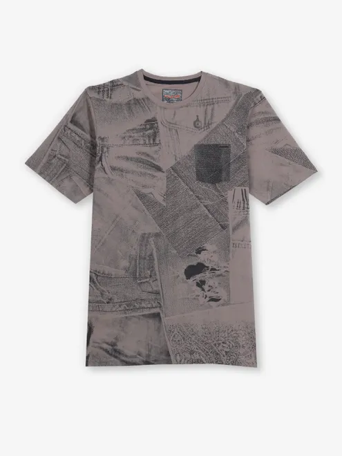 KILLER grey printed cotton t-shirt for men