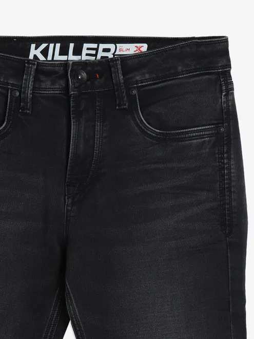 Killer jeans washed black slim fit jeans