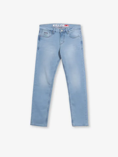 KILLER light blue washed denim slim fit jeans
