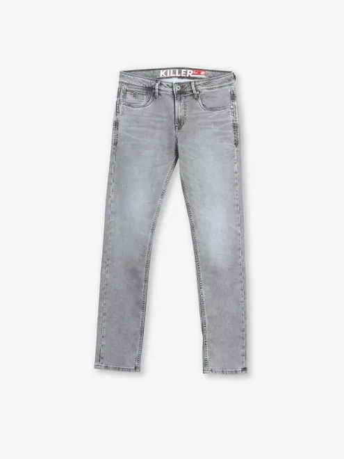 KILLER light grey washed slim fit denim