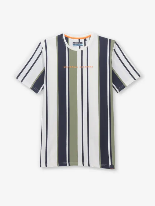 KILLER white stripe cotton half sleeve t-shirt