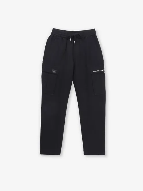 KOZZAK comfy solid black cotton trackpant
