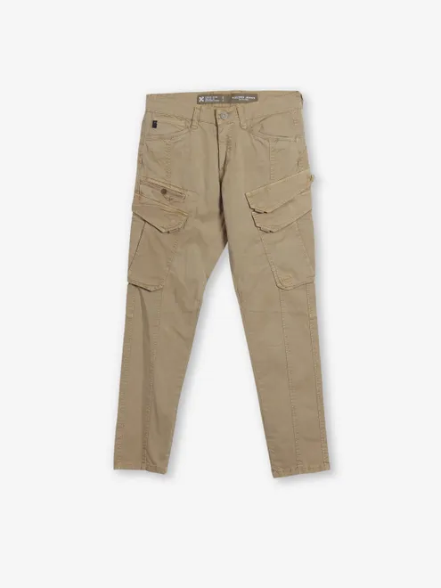 KOZZAK khaki skinny fit solid denim jeans