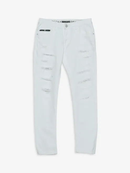 Kozzak white ripped jeans in super skinny fit