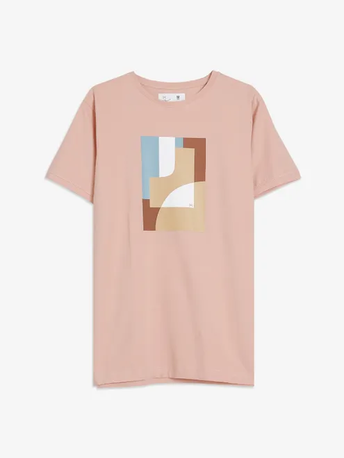 Kuch Kuch peach cotton printed casual t shirt