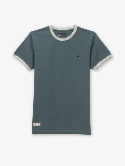 KUCH KUCH plain pine green cotton casual t-shirt