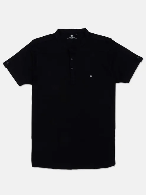 Kuch Kuch solid black round neck cotton t-shirt