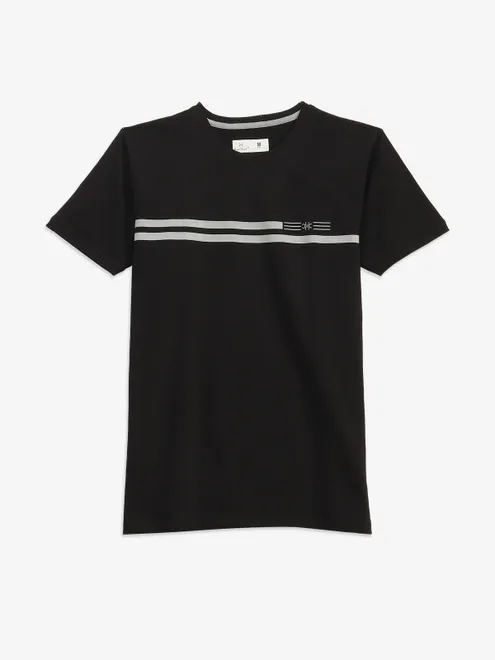 KUCHKUCH dark black cotton half sleeve t-shirt