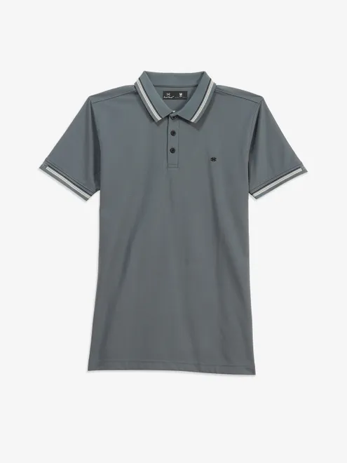 KUCHKUCH grey plain cotton casual t-shirt