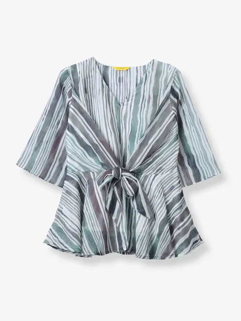 Latest green stripe casual top
