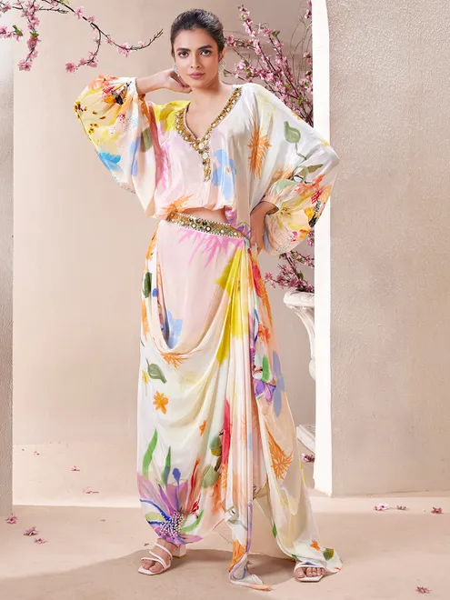 Latest multi color satin indowestern for party