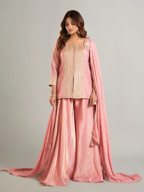 Latest onion pink silk salwar suit