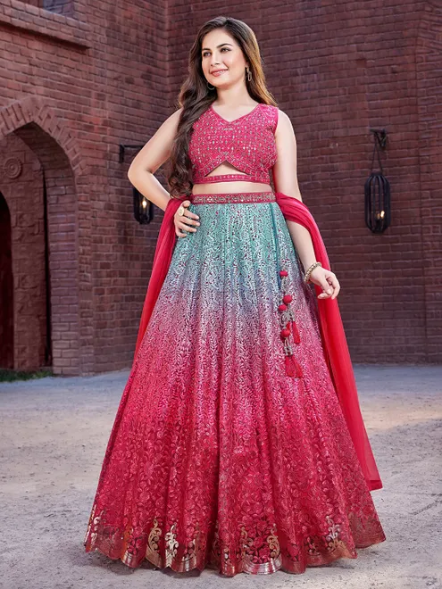 Latest rani net lehenga choli