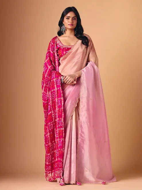 Lavender purple shaded tissue silk designer saree