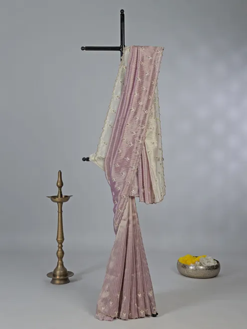 Lavender purple shaded tissue silk saree