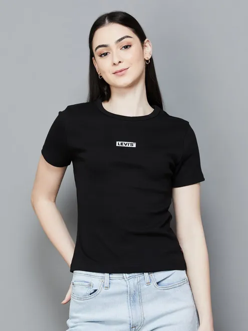 LEVIS black cotton t-shirt with brand name