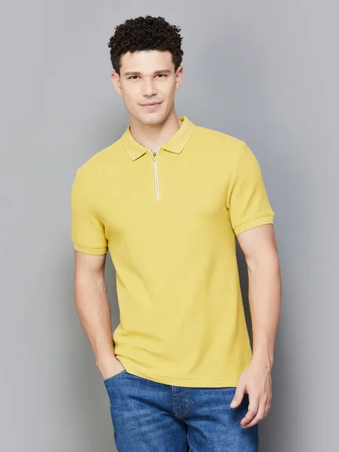 LEVIS mehendi yellow plain cotton t-shirt