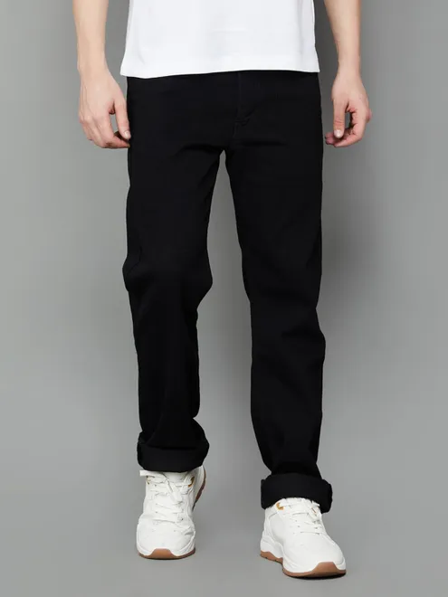 LEVIS solid black regular fit jeans for men