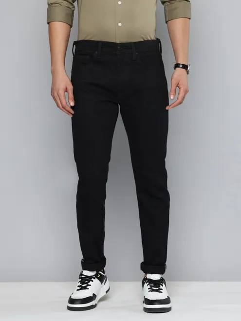 LEVIS solid black slim taper denim jeans for men