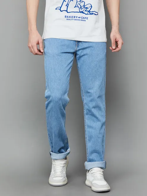 LEVIS solid light blue slim fit denim jeans