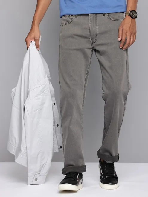 LEVIS solid stone grey 513 straight fit denim jeans