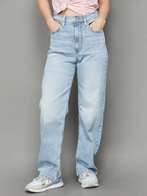 LEVIS washed blue denim straigth fit jeans