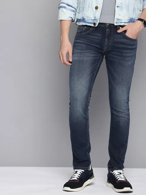 LEVIS washed dark blue denim skinny fit jeans