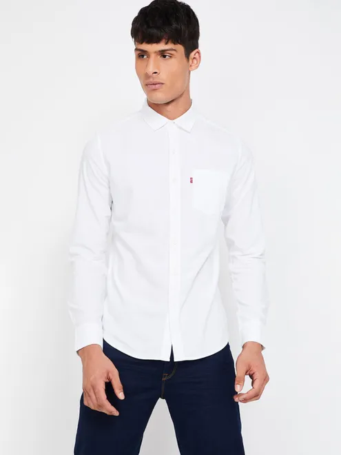 Levis white full sleeve plain shirt