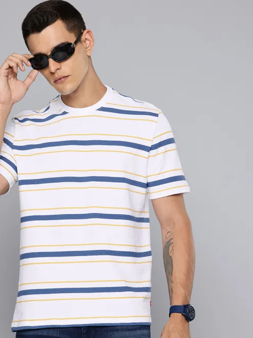 LEVIS white stripe cotton t-shirt for men