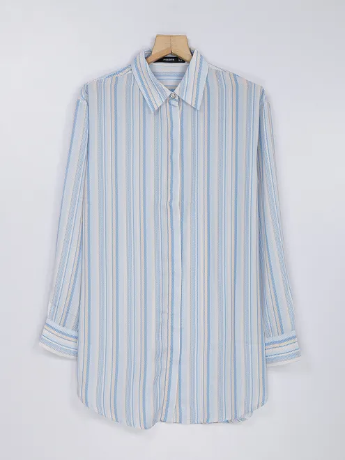 Light blue stripe cotton full sleeve shirt