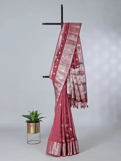 Light brown art silk zari butti saree