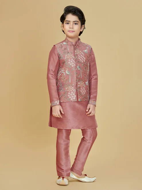 Light brown silk boys waistcoat set for wedding