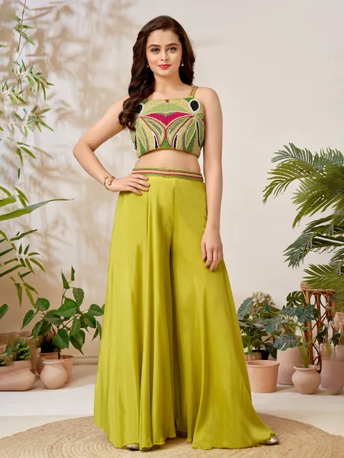 Light green palazzo suit for festive wear