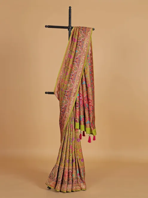 Light green silk saree with zari weaving