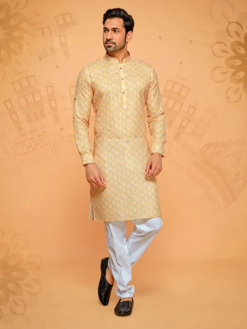 Light orange cotton kurta suit