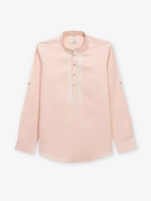 Light peach cotton kurta style shirt