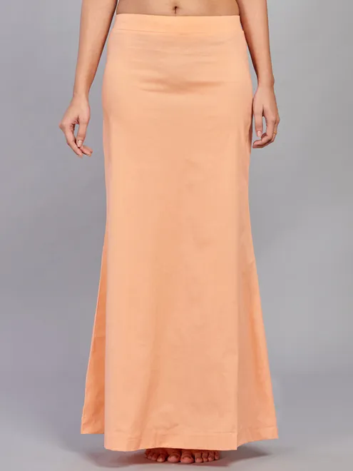 Light peach plain lycra cotton petticoat
