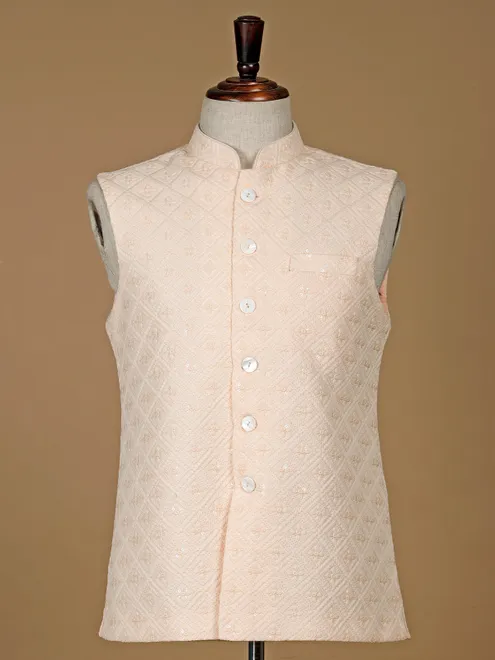 Light peach silk waistcoat for wedding