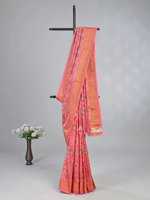 Light pink patola silk saree for festival