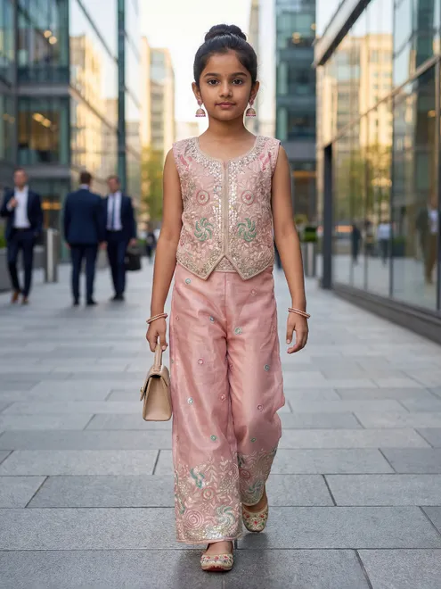 Light pink weddign wear salwar suit for girls