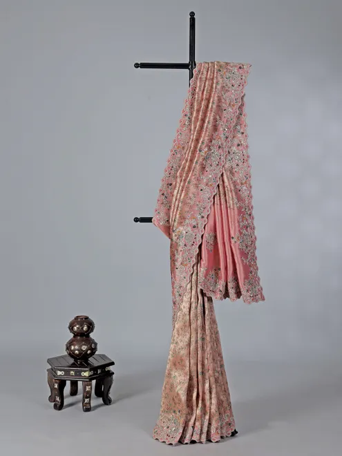 Light pink wedding kanjivaram silk saree
