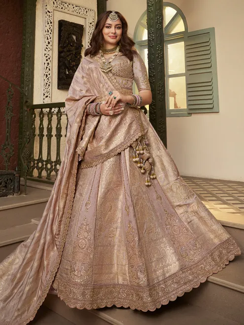 Light purple ethereal zari swarovski unstitched lehenga choli couture