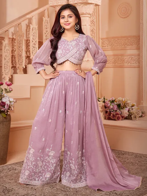 Light purple organza designer palazzo suit