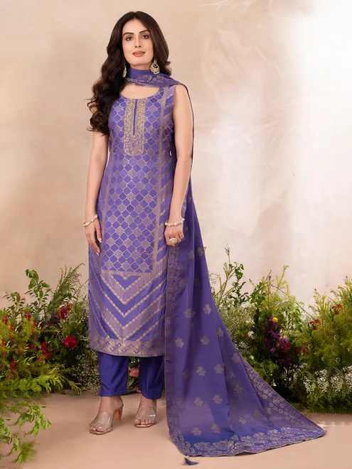 Light purple silk salwar suit with dupatta for women